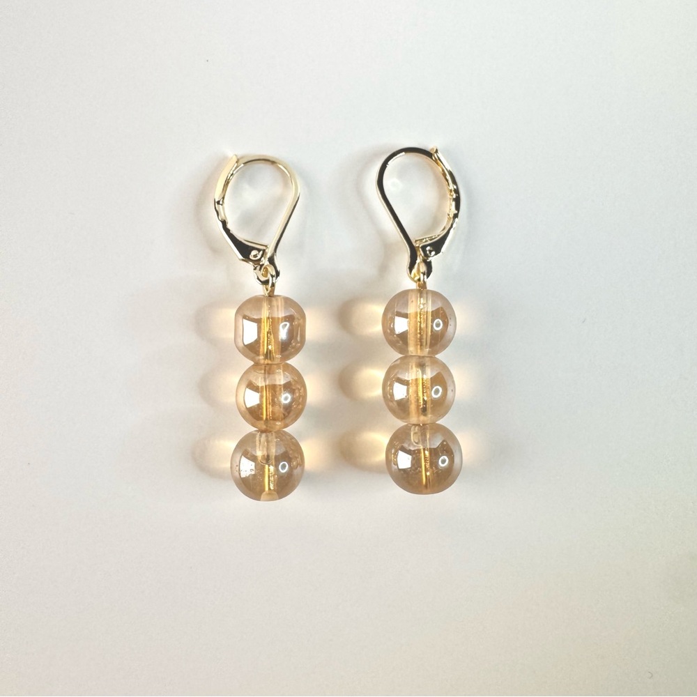 NWOT Glass Bead Drop Earrings | 1” Gold Dangle